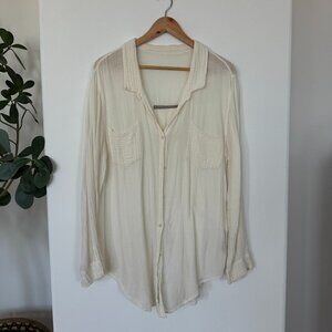 Raquel Allegra Cotton Gauze Button Down Shirt
